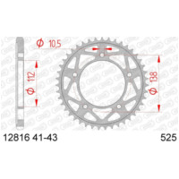 AFAM Steel Standard Rear Sprocket 12816 - 525 for Yamaha YZF-R1
