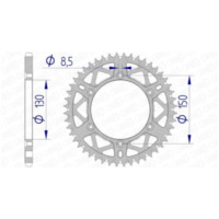 AFAM Ultraleichtes selbstreinigendes Aluminiumritzel hinten 13323 - 520 für Yamaha TT-R125, TT-R230, WR125 Fantic XE125, XX125 13323+48