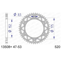 AFAM Aluminium Ultra-Light Self-Cleaning Rear Sprocket 13508 - 520 for Yamaha IT175, IT250, WR125