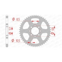 AFAM Steel Standard Rear Sprocket 14100 - 420 for Suzuki DR-Z110, GT50, RM50 Kawasaki KLX110 14100-43