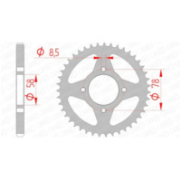 AFAM Steel Standard Rear Sprocket 14201 - 428 for Suzuki GN125, GP125, GS125 Hyosung 125KARIONRT, GA125CRUISE, GF125 14201-43