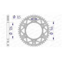 AFAM Aluminium Ultra-Light Self-Cleaning Rear Sprocket 15203 - 520 for Suzuki DR250, DR350, DR-Z250