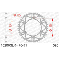 AFAM Steel Self-Cleaning Rear Sprocket 16206 - 520 for Kawasaki KLX250, KLX300, KLX450 Suzuki RM-Z250 16206SLK+50