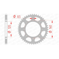 AFAM Steel Standard Rear Sprocket 16600 - 520 for Kawasaki ESTRELLA250, KL650TENGAI, KLE500 16600-44