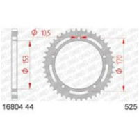 AFAM Steel Standard Rear Sprocket 16804525 for Kawasaki NINJAH2, NINJAH2SX, NINJAZX-10R