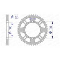 AFAM Aluminium Ultra-Light Self-Cleaning Rear Sprocket 17104420 for Kawasaki KX100, KX80, KX85 Suzuki RM100, RM80 17104+53
