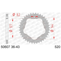 AFAM Steel Standard Rear Sprocket 50607 - 520 for Ducati 748, 800MONSTER, 848