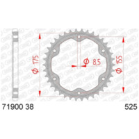 AFAM Steel Standard Rear Sprocket 71900 - 525 for KTM 1290SUPERADVENTURE, 1290SUPERDUKE, 1290SUPERDUKEGT