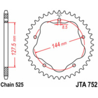 JT SPROCKETS Aluminium Ultra-Light Rear Sprocket 752 - 525 for Ducati 1000MONSTER, 1000MULTISTRADA, 1100HYPERMOTARD