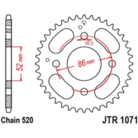 JT SPROCKETS Steel Standard Rear Sprocket 1071 - 520 for Kymco MXER150, MXER50, MXU150
