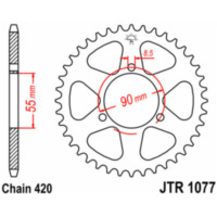 JT SPROCKETS Standard Stahlritzel hinten 1077 - 420 für Rieju NKD50, RS250
