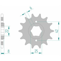 AFAM Standard Stahlritzel vorne 20500 - 520 für Honda CB250, XL250R, XL250S 20500-14