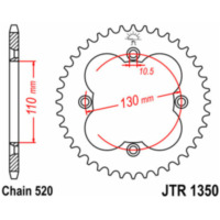 JT SPROCKETS Standard Stahlritzel hinten 1350 - 520 für Honda ATC250, TRX250FOURTRAX, TRX300FOURTRAX JTR1350.38