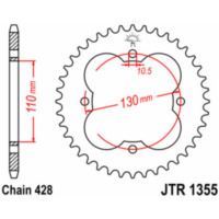 JT SPROCKETS Standard Stahlritzel hinten 1355 - 428 für Honda TRX90SPORTRAX