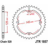 JT SPROCKETS Steel Standard Rear Sprocket 1857 - 520 for Yamaha XT600, YFM250RAPTOR, YFM350RAPTOR JTR1857.40