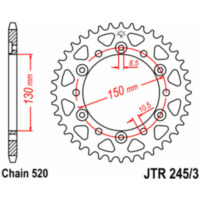 JT SPROCKETS Standard Stahlritzel hinten 245/3 - 520 für Honda FMX650, FX650, NX650DOMINATOR Yamaha YZF750 JTR245/3.47