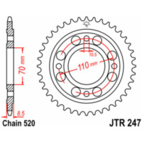 JT SPROCKETS Standard Stahlritzel hinten 247 - 520 für Honda CB250, CB400, CM400