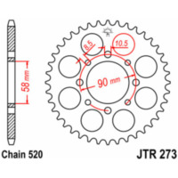 JT SPROCKETS Steel Standard Rear Sprocket 273 - 520 for Honda CA125, CLR125CITYFLY, NX125 KTM 125DUKE, 200DUKE JTR273.44