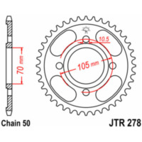 JT SPROCKETS Steel Standard Rear Sprocket 278 - 530 for Honda CB350, CB360, CB400