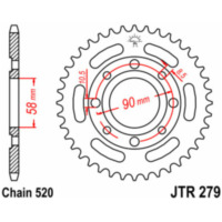 JT SPROCKETS Steel Standard Rear Sprocket 279 - 520 for Honda CA125, CB250, MBX125 JTR279.39