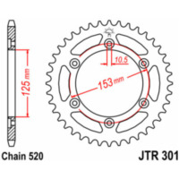 JT SPROCKETS Standard Stahlritzel hinten 301 - 520 für Honda CRF250L, CRF250M, XR600R