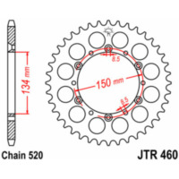 JT SPROCKETS Steel Standard Rear Sprocket 460 - 520 for Kawasaki KDX200, KDX250, KLX250 Suzuki RM-Z250 JTR460.45
