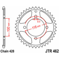 JT SPROCKETS Standard Stahlritzel hinten 462 - 428 für Kawasaki KLX140, KX100, KX80