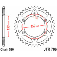 JT SPROCKETS Standard Stahlritzel hinten 706 - 520 für Aprilia MXV450, RXV450, RXV550