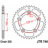 JT SPROCKETS Steel Standard Rear Sprocket 744 - 525 for Ducati 749, 999