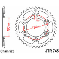 JT SPROCKETS Steel Standard Rear Sprocket 745 - 525 for Ducati 1000MONSTER, 1000SSSUPERSPORT, 916MONSTER JTR745.42