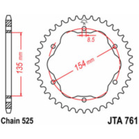 JT SPROCKETS Aluminium Rear Sprocket 761 - 525 for Ducati 1098, 1198, 1200MONSTER