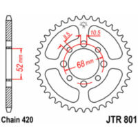 JT SPROCKETS Standard Stahlritzel hinten 801 - 420 für Suzuki DR-Z110, GT50, LT50QUADRUNNER Kawasaki AR80, KLX110, Z125 JTR801.33