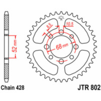 JT SPROCKETS Steel Standard Rear Sprocket 802 - 428 for Suzuki FL125ADDRESS, GP100, GT80 Kawasaki KD80, KE100