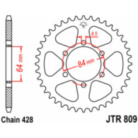 JT SPROCKETS Steel Standard Rear Sprocket 809 - 428 for Suzuki DR125, RM100, TS100