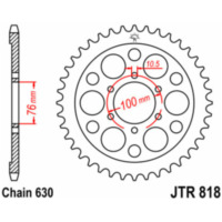 JT SPROCKETS Steel Standard Rear Sprocket 818 - 630 for Suzuki GS1000, GS750, GSX1100 JTR818.42
