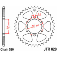JT SPROCKETS Steel Standard Rear Sprocket 820 - 520 for Husqvarna, Beta, for: Gas Gas