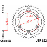JT SPROCKETS Steel Standard Rear Sprocket 822 - 520 for Husqvarna, Sherco, Beta JTR822.51
