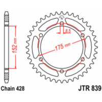 JT SPROCKETS Standard Stahlritzel hinten 839 - 428 für Yamaha DT125, TDR125, VITY125