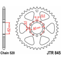 JT SPROCKETS Standard Stahlritzel hinten 845 - 520 für Yamaha RD250, SR250, XT250