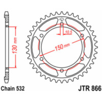 JT SPROCKETS Standard Stahlritzel hinten 866 - 532 für Yamaha FZR1000, GTS1000, MT-03