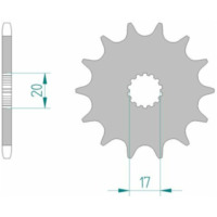 AFAM Steel Self-Cleaning Front Sprocket 21203 - 520 for Yamaha, for: Gas Gas, MUZ 21203+13