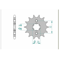 AFAM Steel Standard Front Sprocket 21208 - 428 for Beta, Rieju, Yamaha