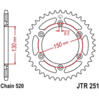 JT SPROCKETS Selbstreinigendes Stahlritzel hinten 251 - 520 für Yamaha TT-R125, TT-R230, WR125 Honda XR250R, XR500R, XR600R JTR251.49SC