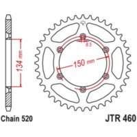 JT SPROCKETS Selbstreinigendes Stahlritzel hinten 460 - 520 für Kawasaki KDX200, KDX250, KLX250 Suzuki RM-Z250 JTR460.49SC