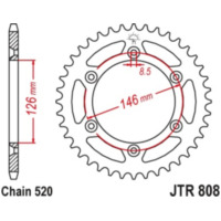 JT SPROCKETS Steel Self-Cleaning Rear Sprocket 808 - 520 for Suzuki DR250, DR-Z250, RM125 JTR808.49SC