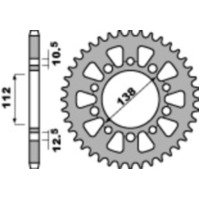 PBR Steel Standard Rear Sprocket 4384 - 520 for Honda CB500F, CB500X, CBR500R Yamaha YZF-R1 4384.44.C45