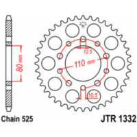 JT SPROCKETS Standard Stahlritzel hinten 1332 - 525 für Honda CB450, CB500, CB500S Triumph AMERICA865, AMERICA865EFI, SPEEDMASTER800 JTR1332.41