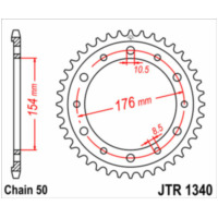 JT SPROCKETS Steel Standard Rear Sprocket 1340 - 525 for Honda CB1000R, VFR750F, VFR800