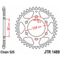 JT SPROCKETS Standard Stahlritzel hinten 1489 - 525 für Kawasaki NINJAZX-10R, NINJAZX-10R, NINJAZX-10RR JTR1489.43