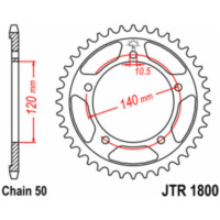 JT SPROCKETS Steel Standard Rear Sprocket 1800 - 530 for Suzuki GSF1200BANDIT, GSF1250BANDIT, GSX1250 Triumph DAYTONA955I, SPRINT955RS, TIGER1050 JTR1800.42